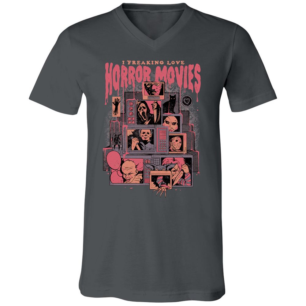 Unisex V-Neck T-Shirt - FFGGDW45 - Asphalt - 12