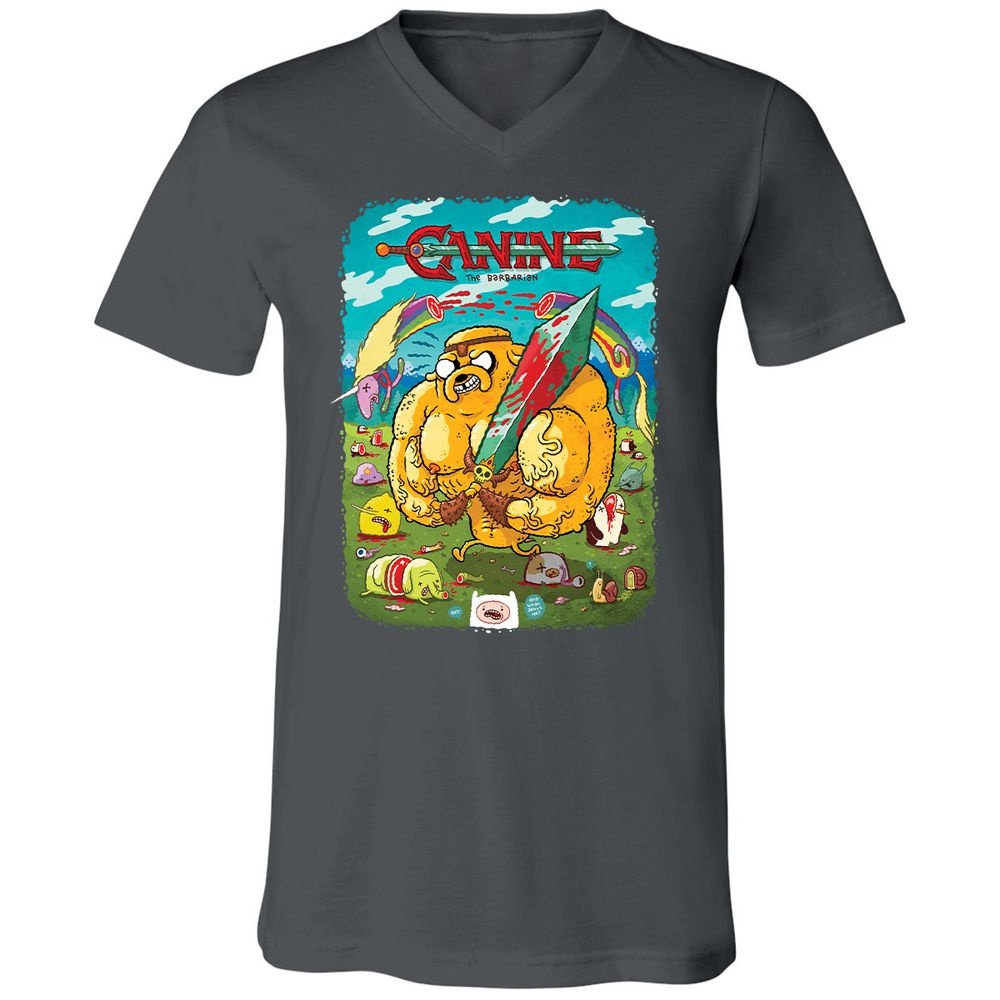 Unisex V-Neck T-Shirt - 4C6LXY9K - Asphalt - 12