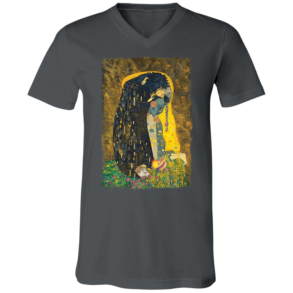 Unisex V-Neck T-Shirt - GDFURXM7 - Asphalt - 12