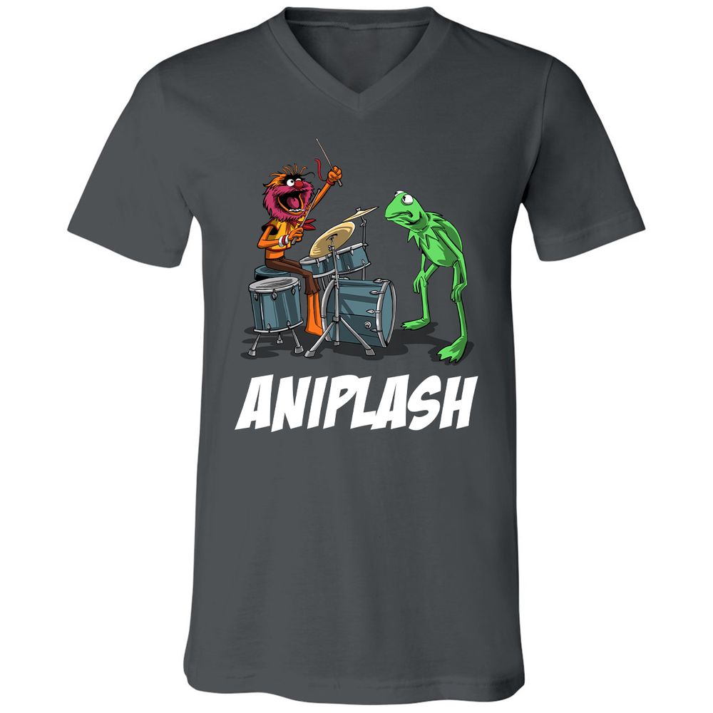 Unisex V-Neck T-Shirt - T6JSM8SV - Asphalt - 12