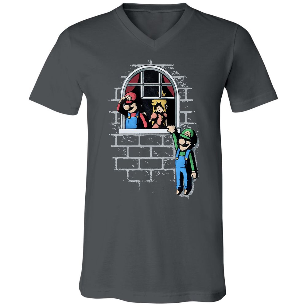 Unisex V-Neck T-Shirt - CBV7YKQQ - Asphalt - 12