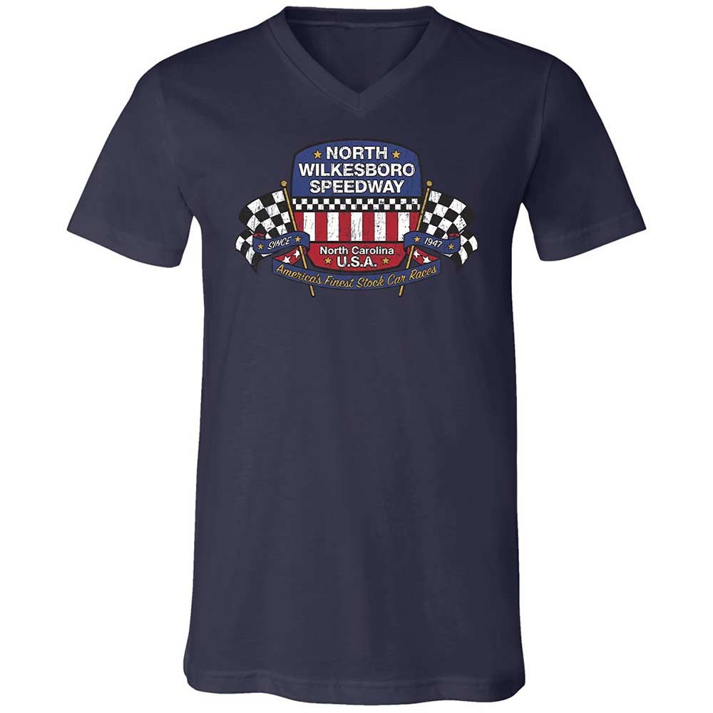 Unisex V-Neck T-Shirt - 8GCRQ53Y - Navy - 12