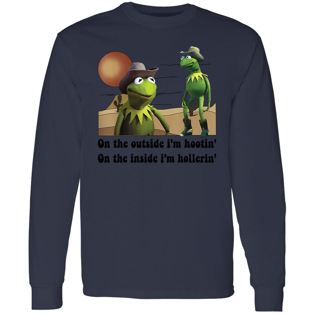 On the outside I'm hootin on the inside I'm hollerin - Navy - 12