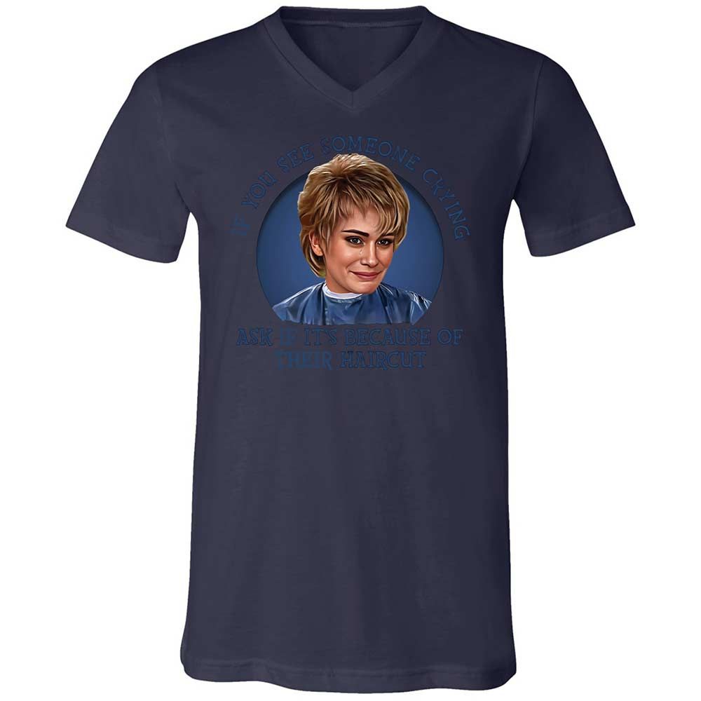 Unisex V-Neck T-Shirt - 8CP7PL58 - Navy - 12