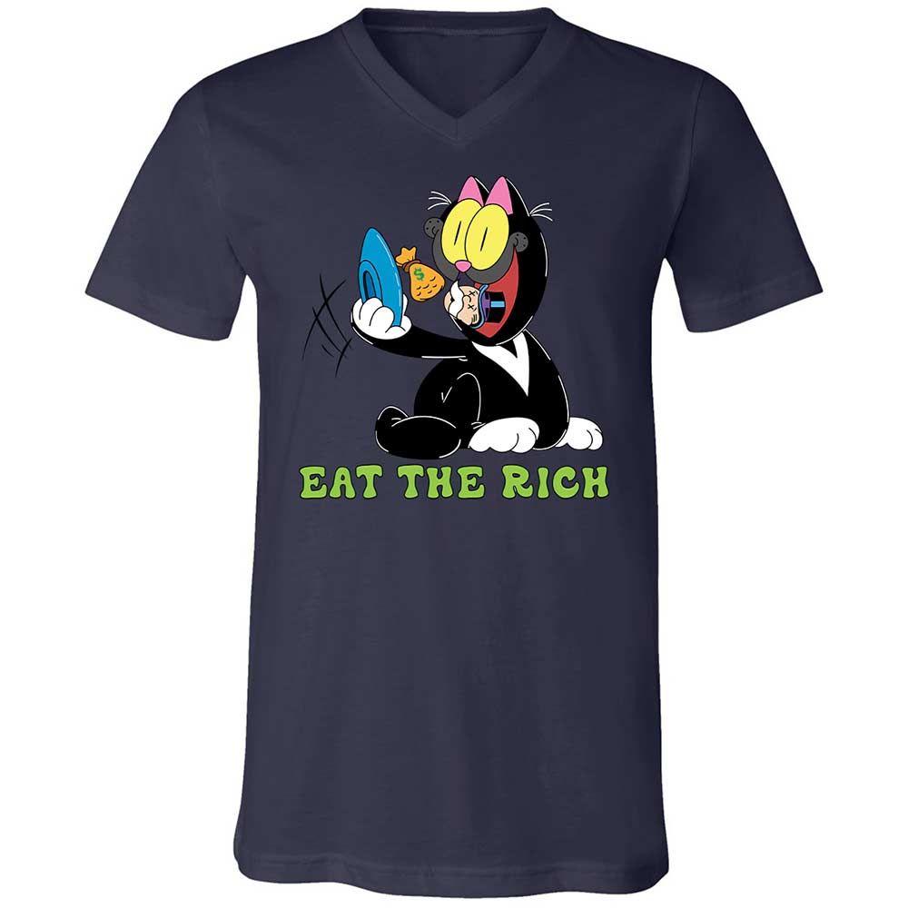 Unisex V-Neck T-Shirt - 8HVVUXP4 - Navy - 12