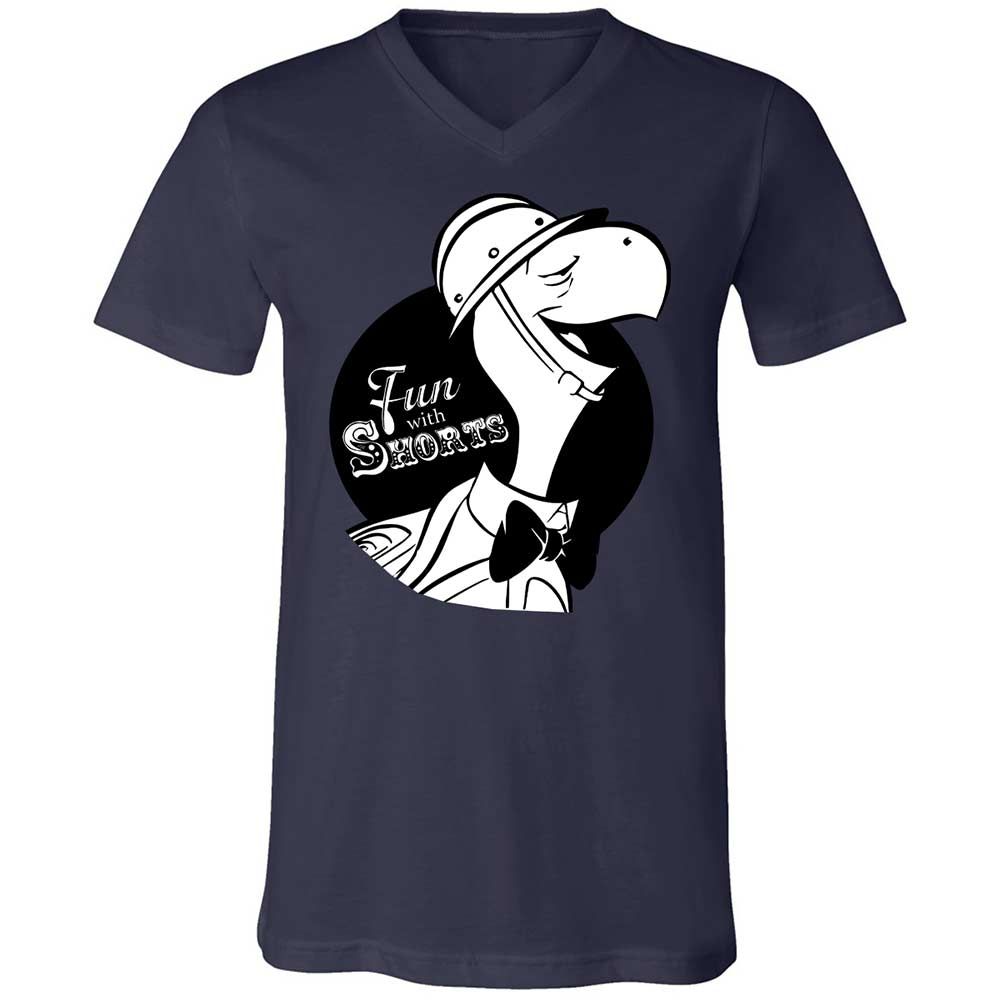 Unisex V-Neck T-Shirt - D68B4ZT9 - Navy - 12