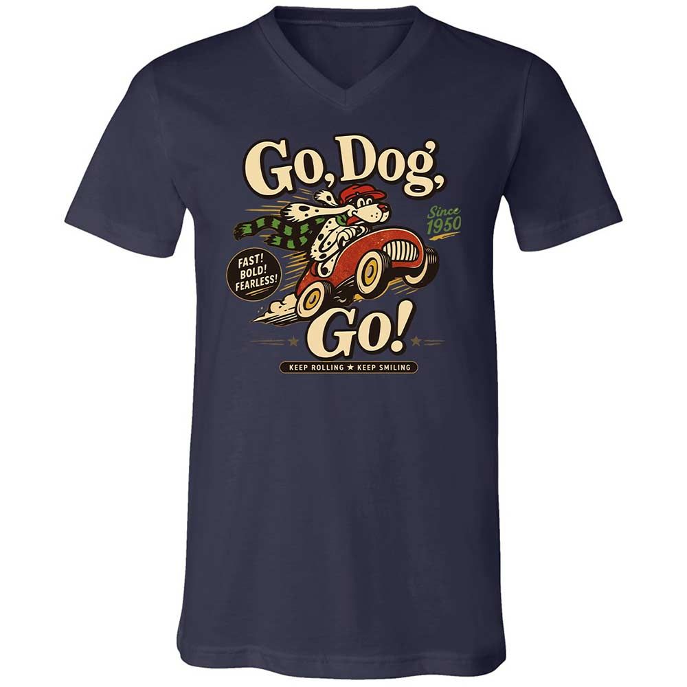 Unisex V-Neck T-Shirt - L5GDX3KP - Navy - 12
