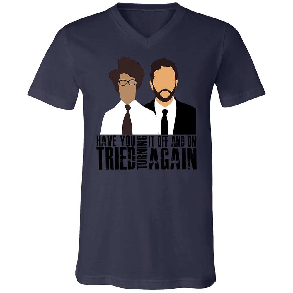 Unisex V-Neck T-Shirt - M9MSFYEY - Navy - 12