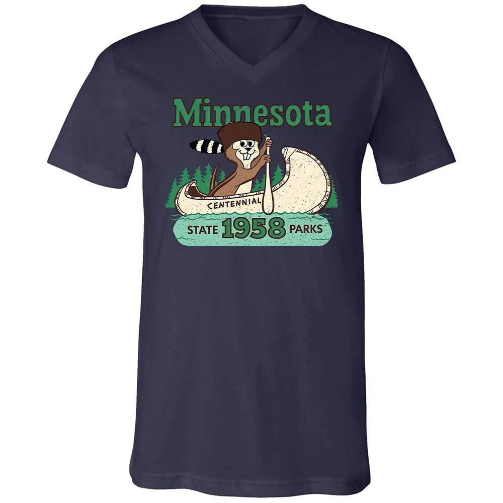 Unisex V-Neck T-Shirt - WQCBZTXK - Navy - 12