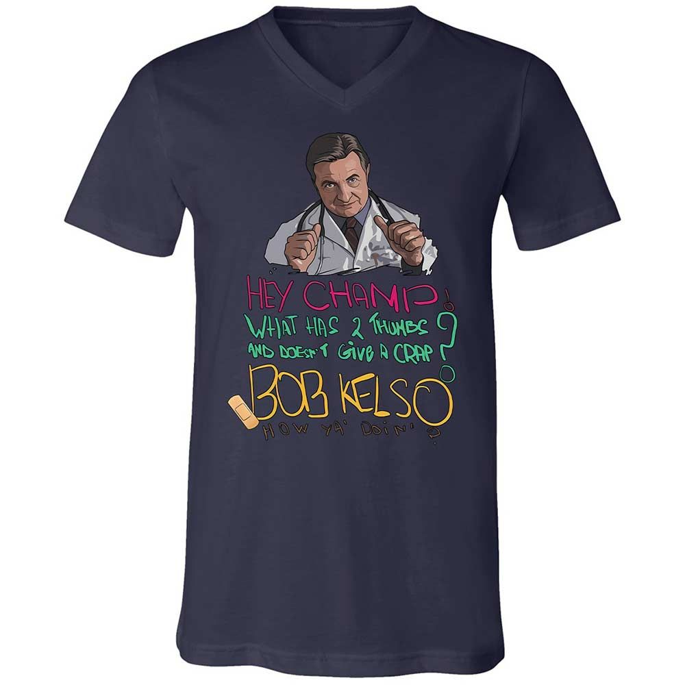 Unisex V-Neck T-Shirt - E8DT6LR6 - Navy - 12