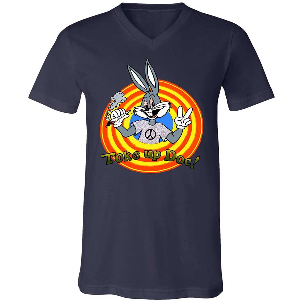 Unisex V-Neck T-Shirt - 3EPG2YFU - Navy - 12