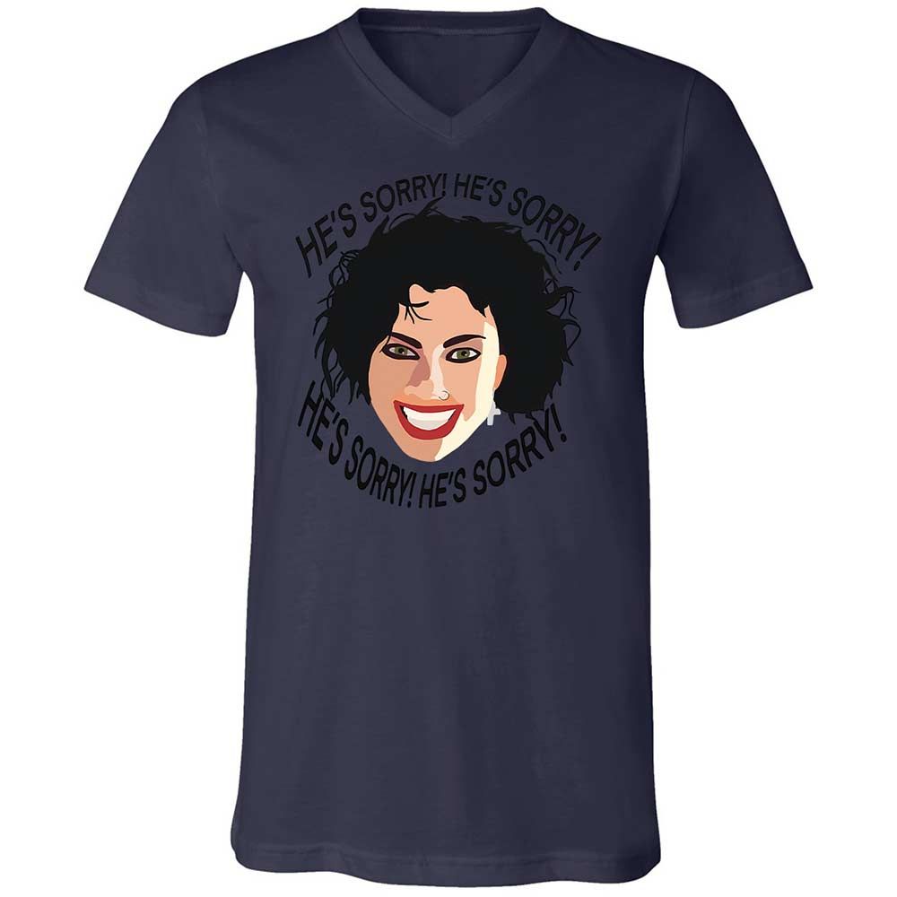 Unisex V-Neck T-Shirt - YQPNK5FU - Navy - 12
