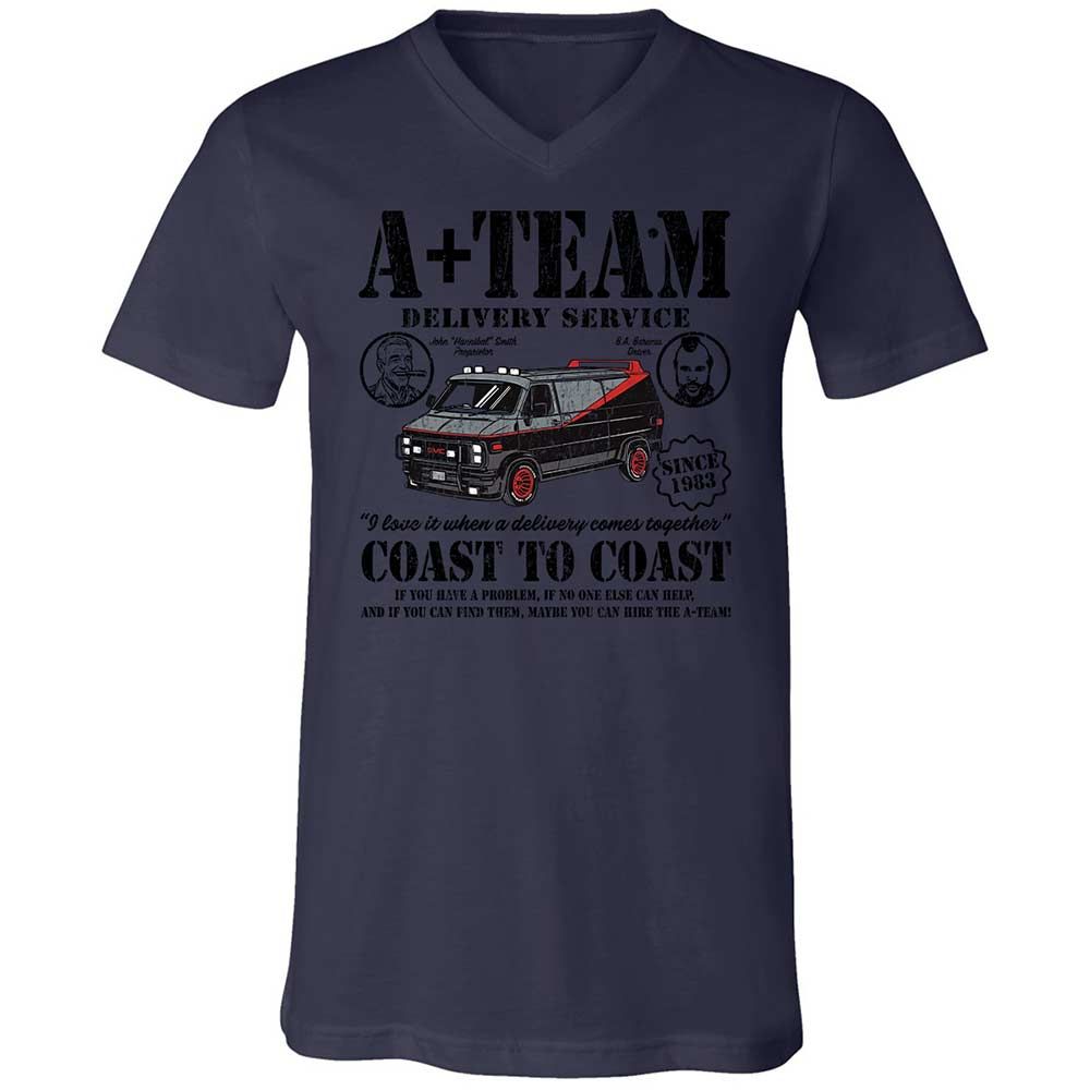 Unisex V-Neck T-Shirt - BJ6EXZZ4 - Navy - 12