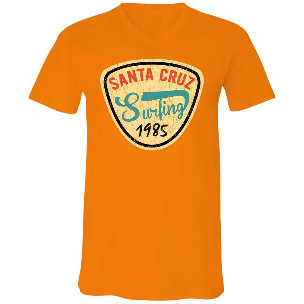 Unisex V-Neck T-Shirt - 894SF7XH - Orange - 12