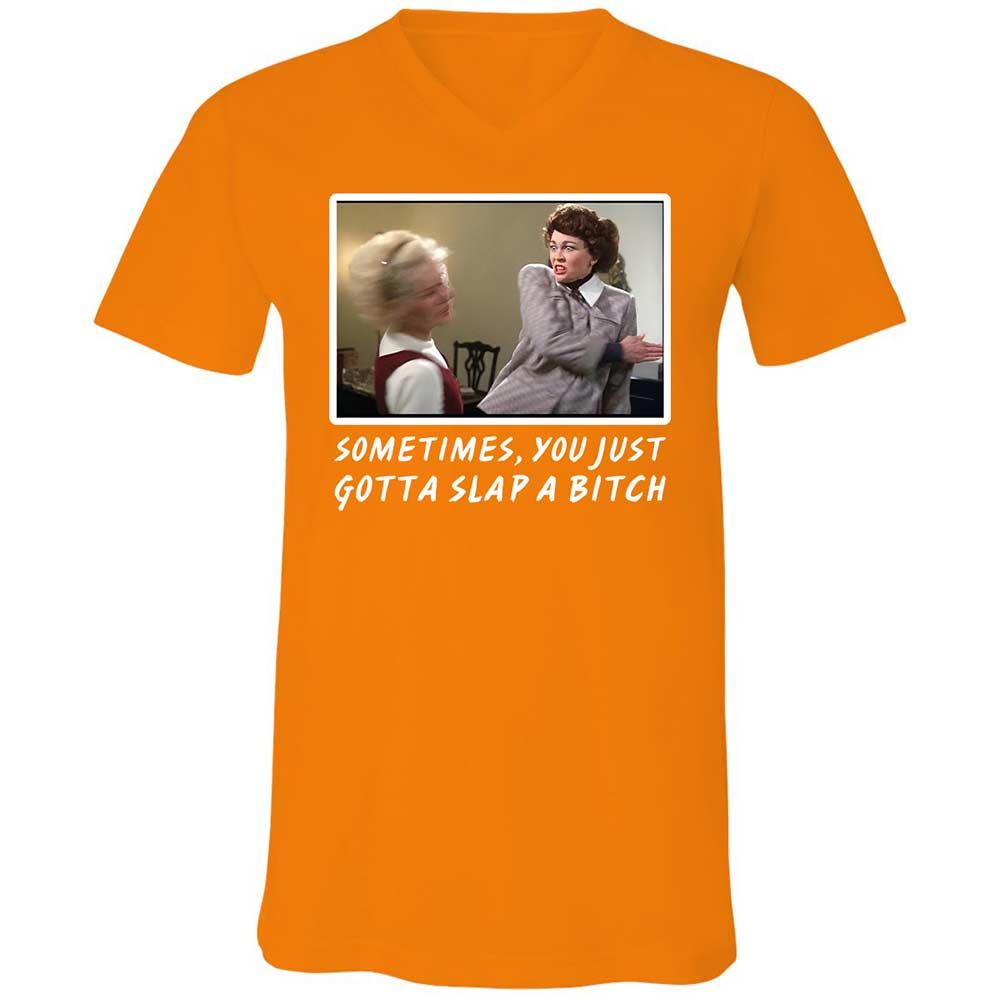 Unisex V-Neck T-Shirt - R7Q5ZZQM - Orange - 12