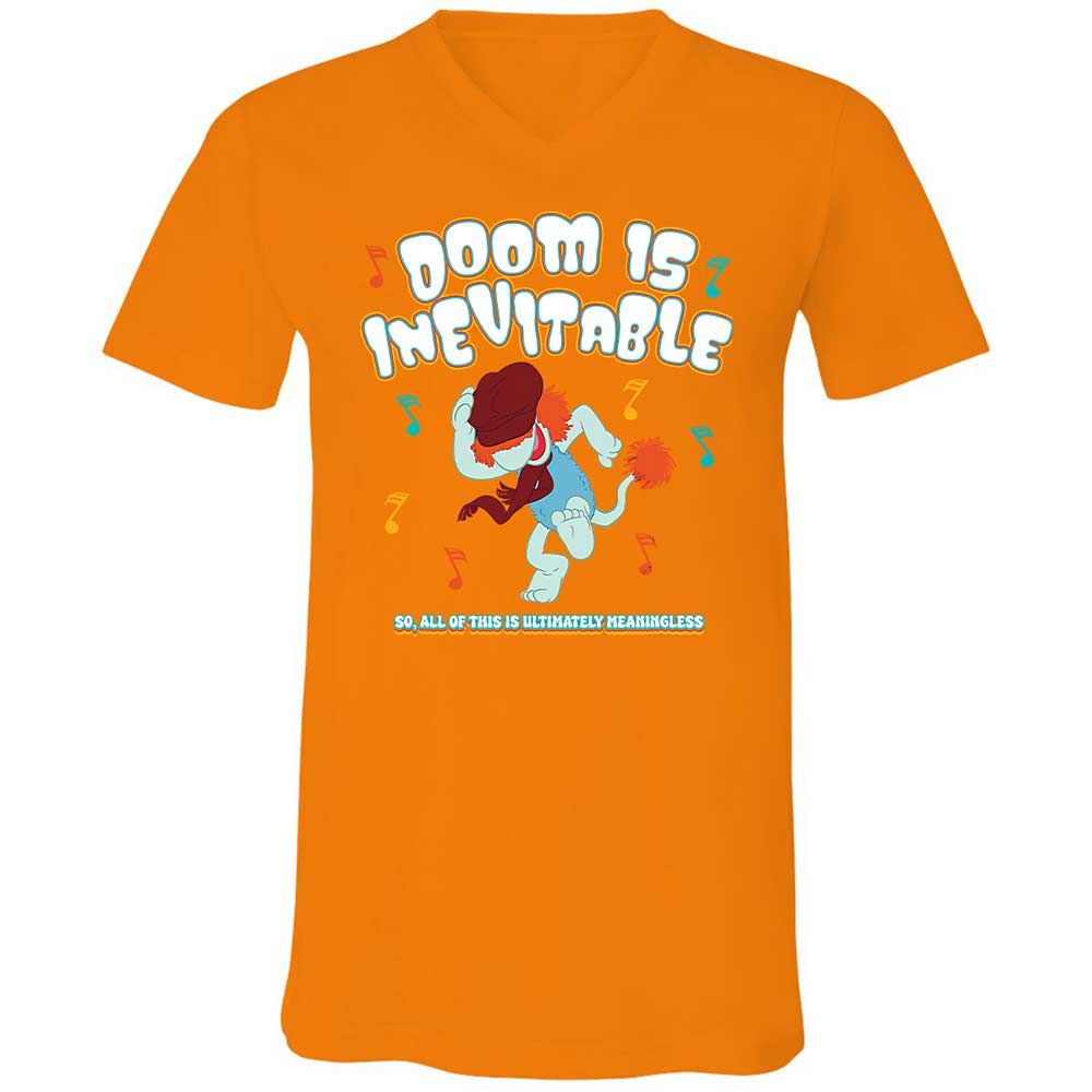 Unisex V-Neck T-Shirt - QKK5GVSX - Orange - 12