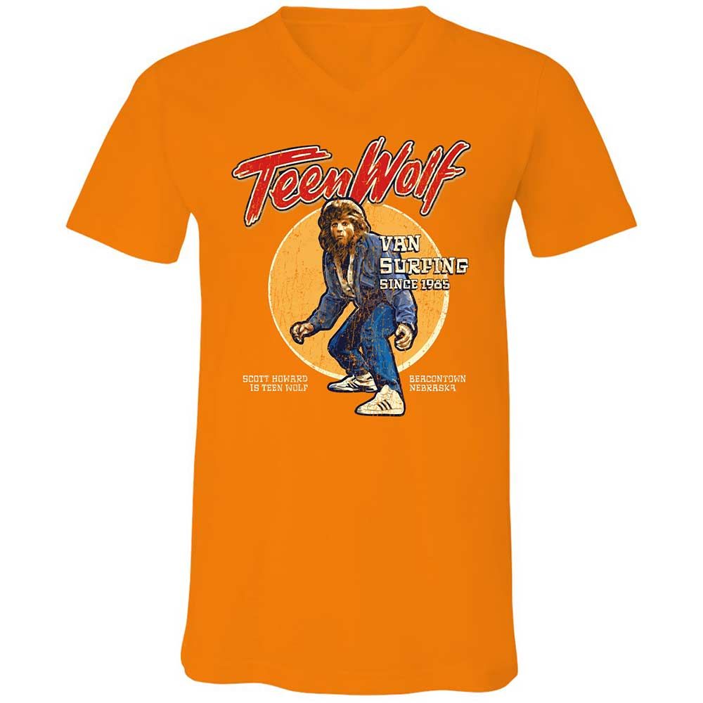 Unisex V-Neck T-Shirt - R9XFT5J6 - Orange - 12