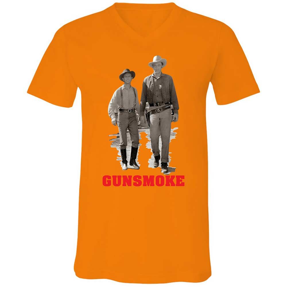 Unisex V-Neck T-Shirt - J6JGGQX9 - Orange - 12