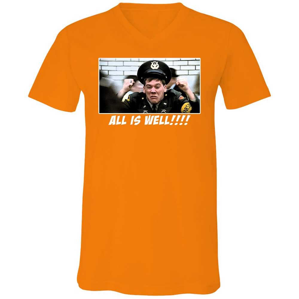 Unisex V-Neck T-Shirt - Q6XM7DZE - Orange - 12