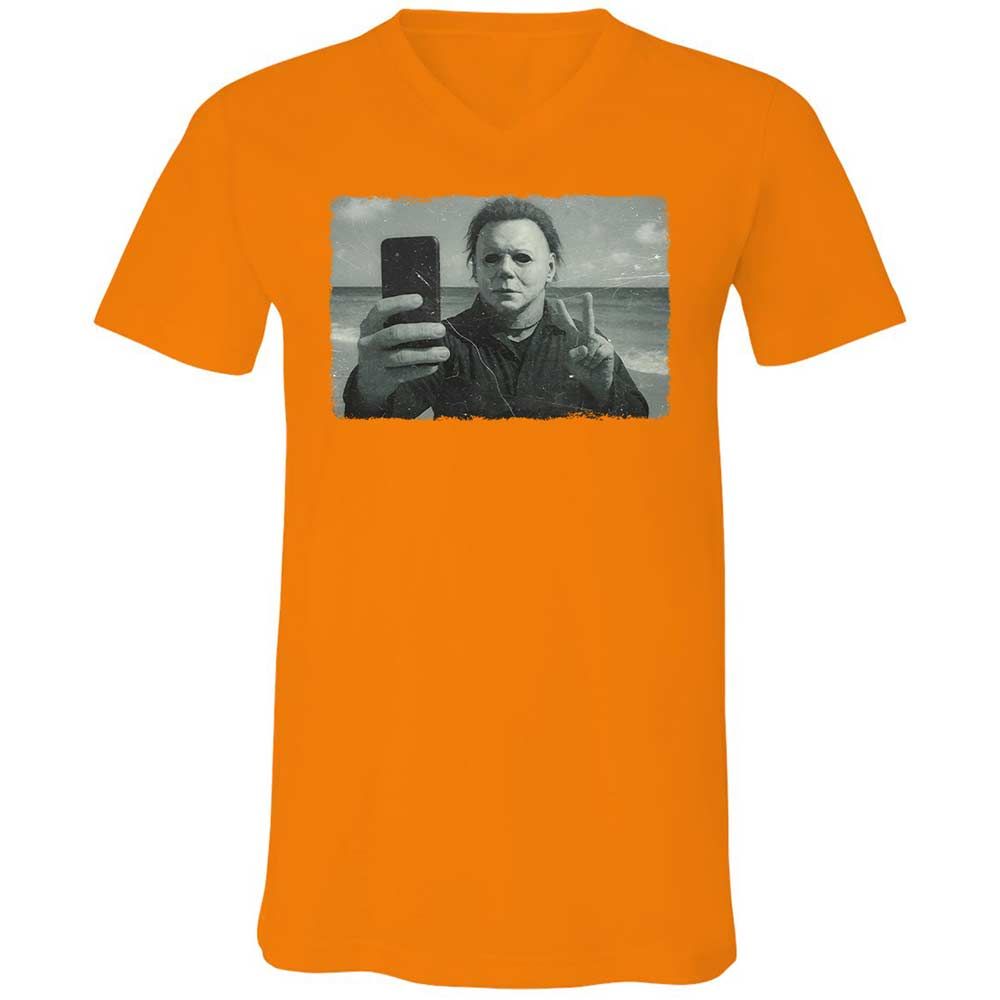 Unisex V-Neck T-Shirt - 8QT7X672 - Orange - 12