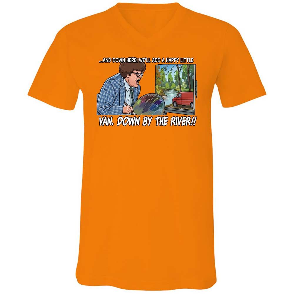 Unisex V-Neck T-Shirt - H3XCQJWC - Orange - 12