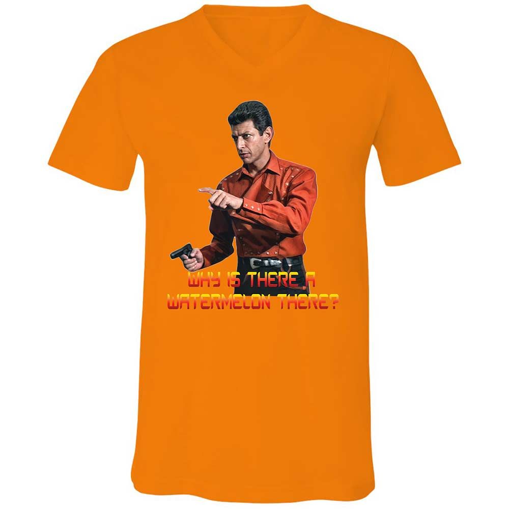 Unisex V-Neck T-Shirt - QM82D4DY - Orange - 12