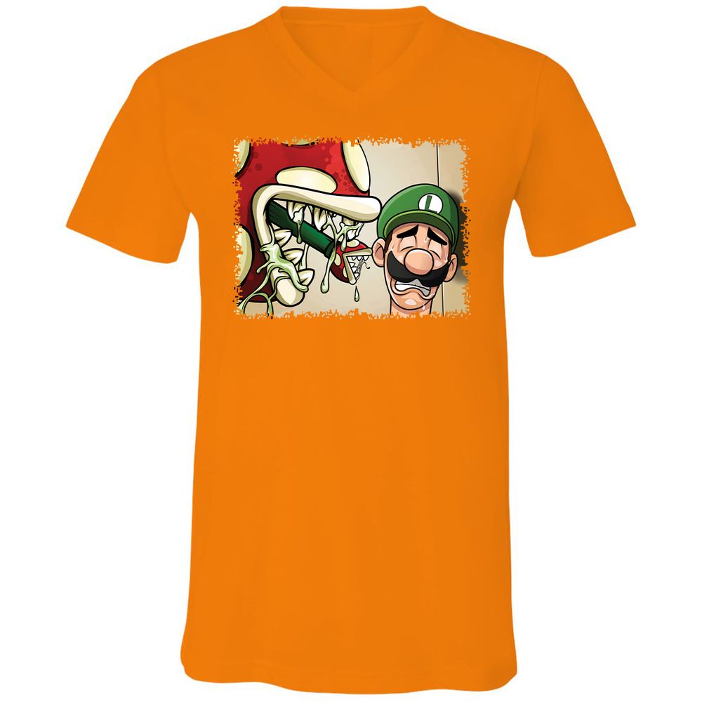 Unisex V-Neck T-Shirt - XJW8PZVB - Orange - 12