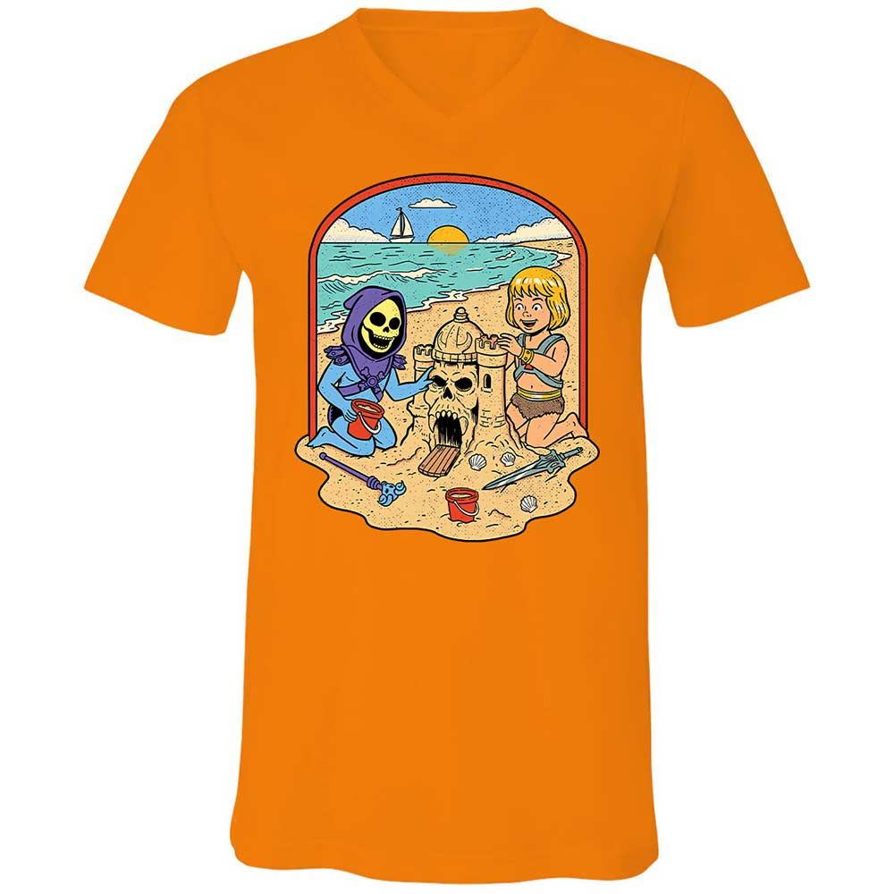 Unisex V-Neck T-Shirt - 4QX3H2ES - Orange - 12