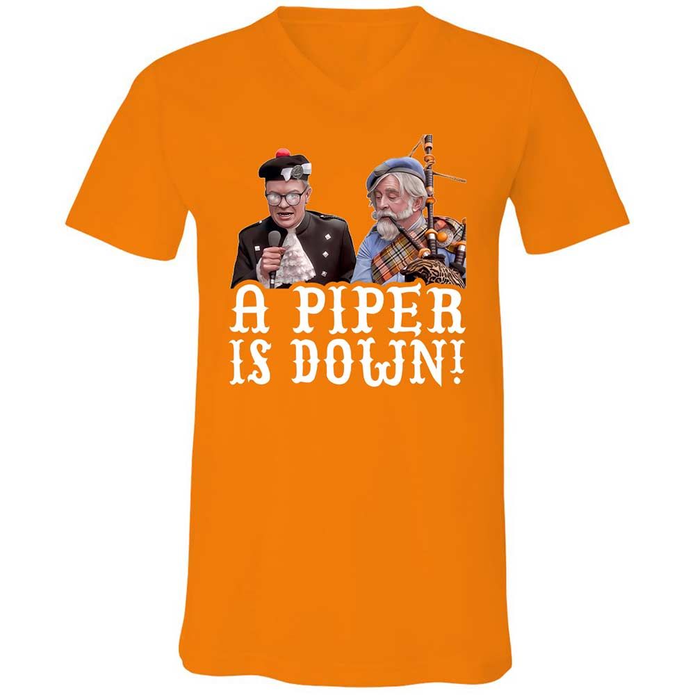 Unisex V-Neck T-Shirt - DAH4F6GJ - Orange - 12