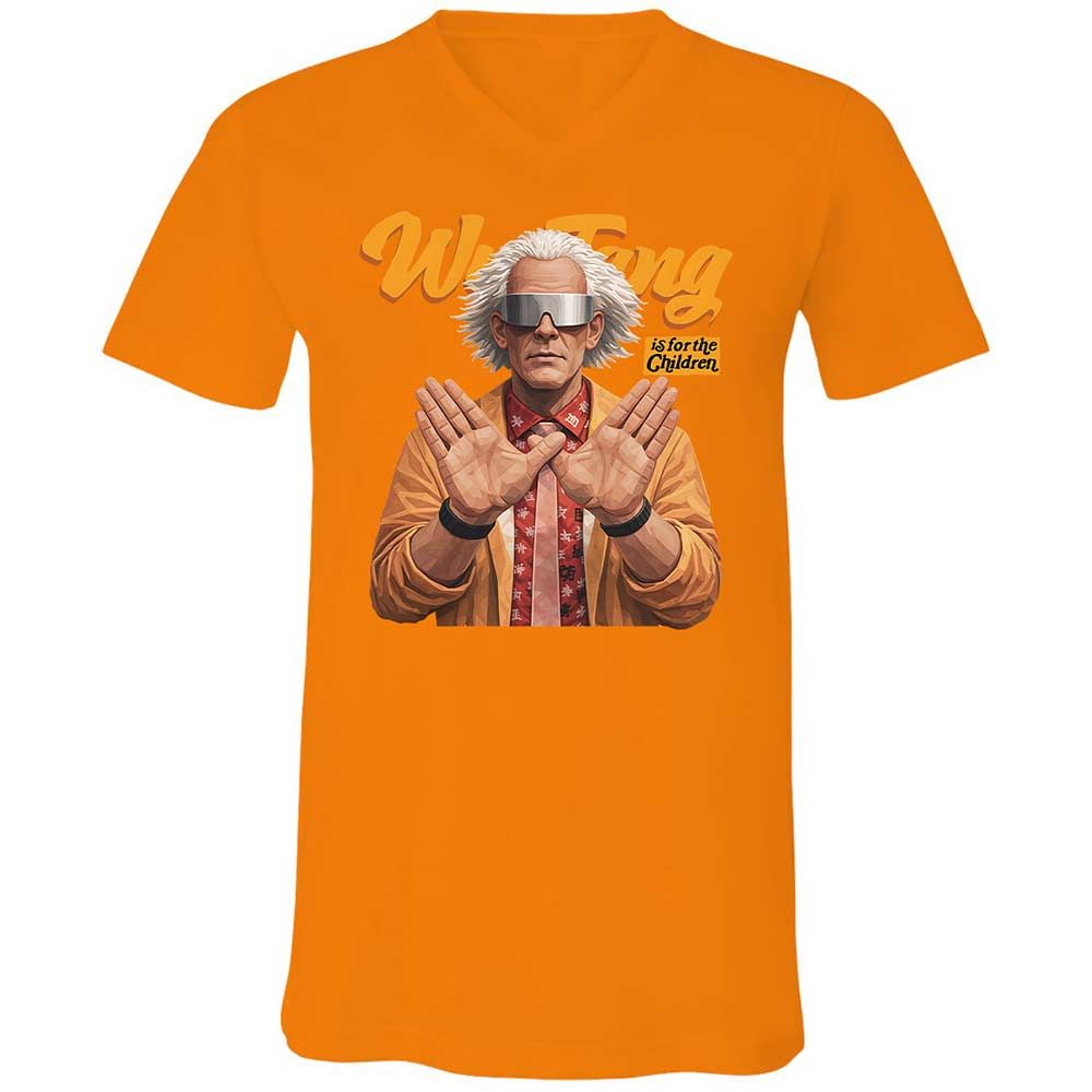 Unisex V-Neck T-Shirt - Black - Orange - 12