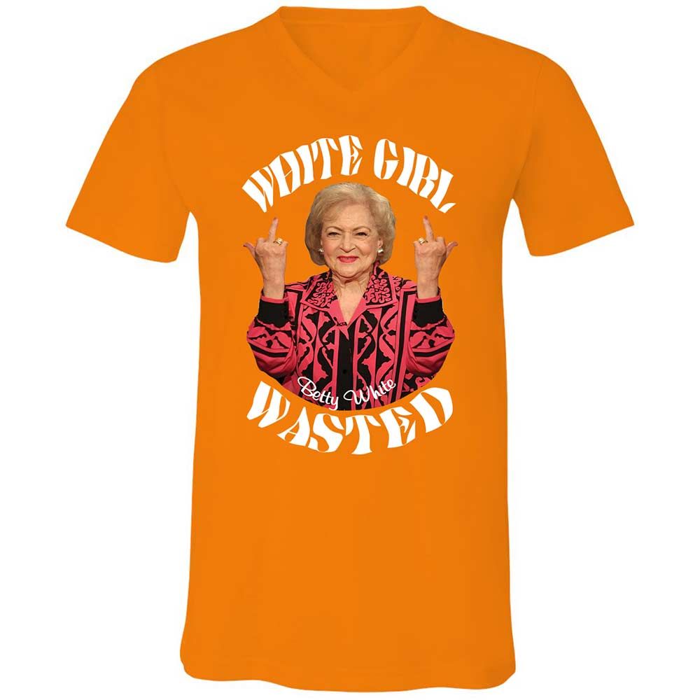 Unisex V-Neck T-Shirt - 5QLRSHA9 - Orange - 12