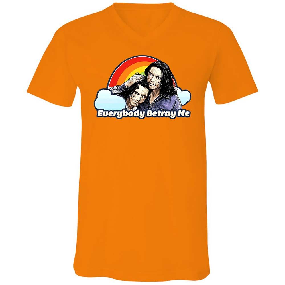 Unisex V-Neck T-Shirt - CZCXWZ7F - Orange - 12