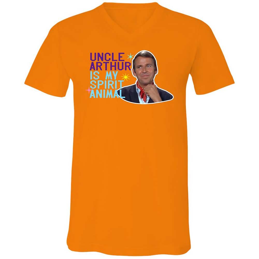 Unisex V-Neck T-Shirt - QBVG3XTZ - Orange - 12