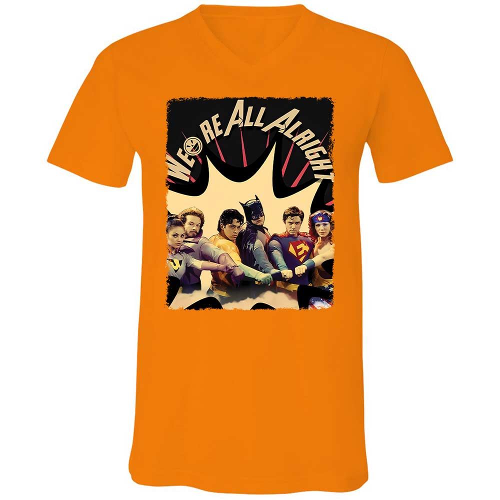 Unisex V-Neck T-Shirt - 6RKPQVZM - Orange - 12