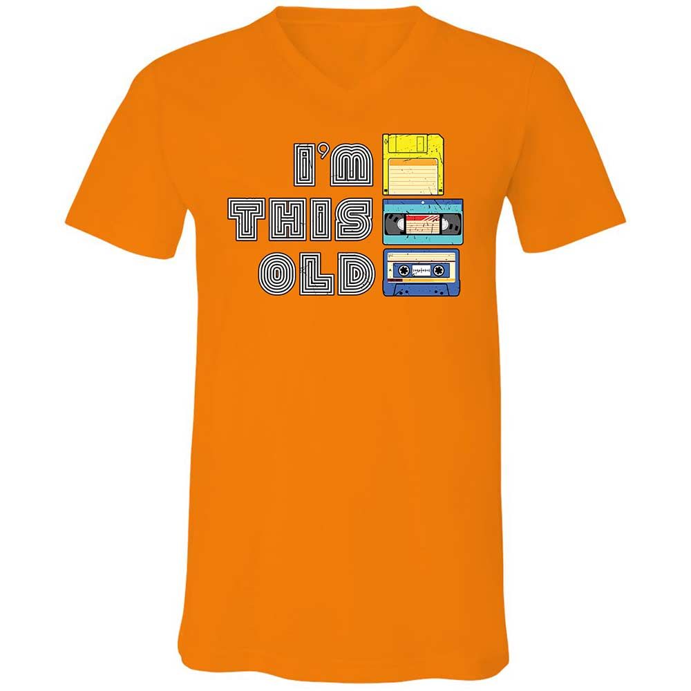 Unisex V-Neck T-Shirt - Black - Orange - 12