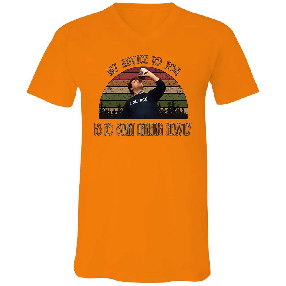 Unisex V-Neck T-Shirt - 6C3ECR4M - Orange - 12