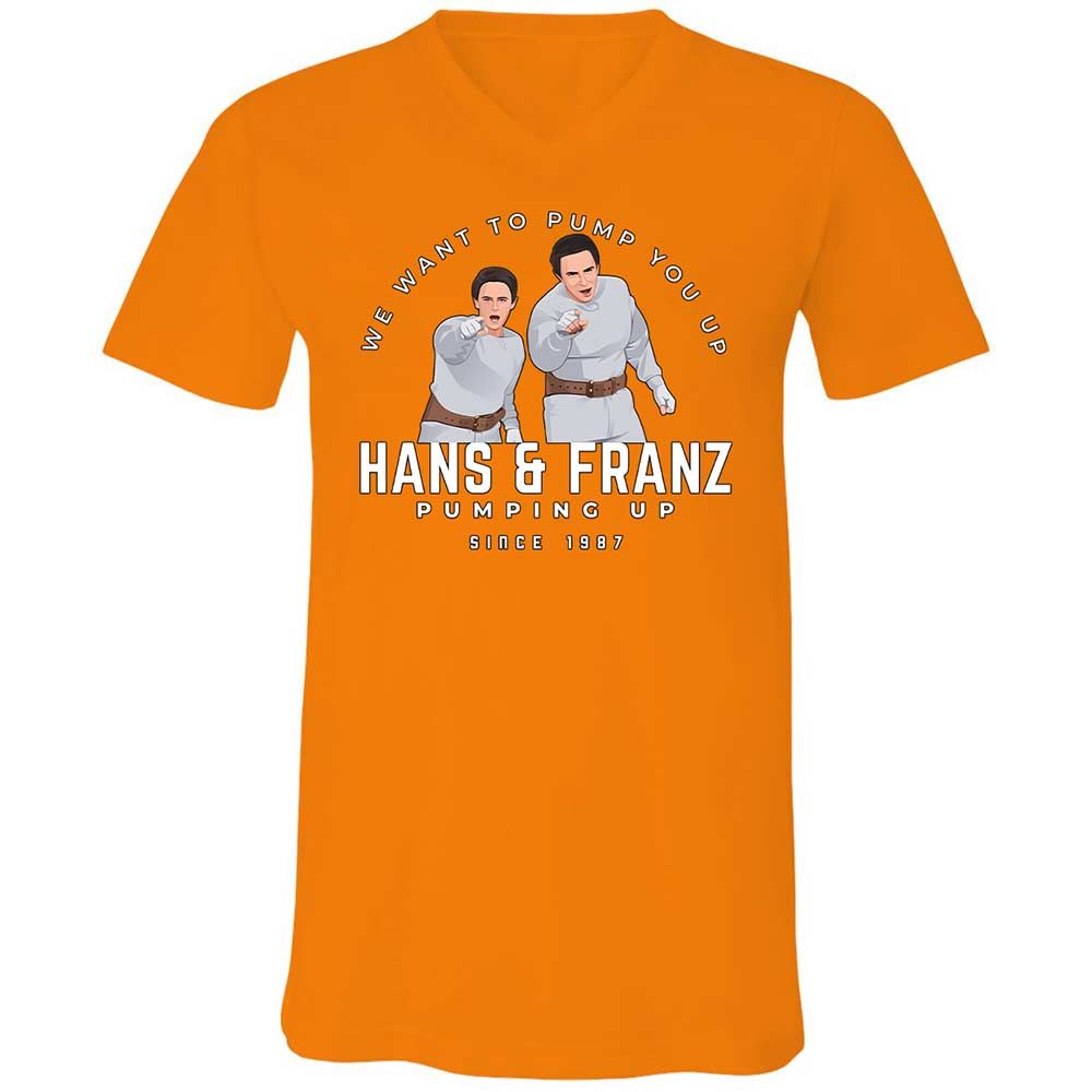 Unisex V-Neck T-Shirt - B6JXCDVC - Orange - 12