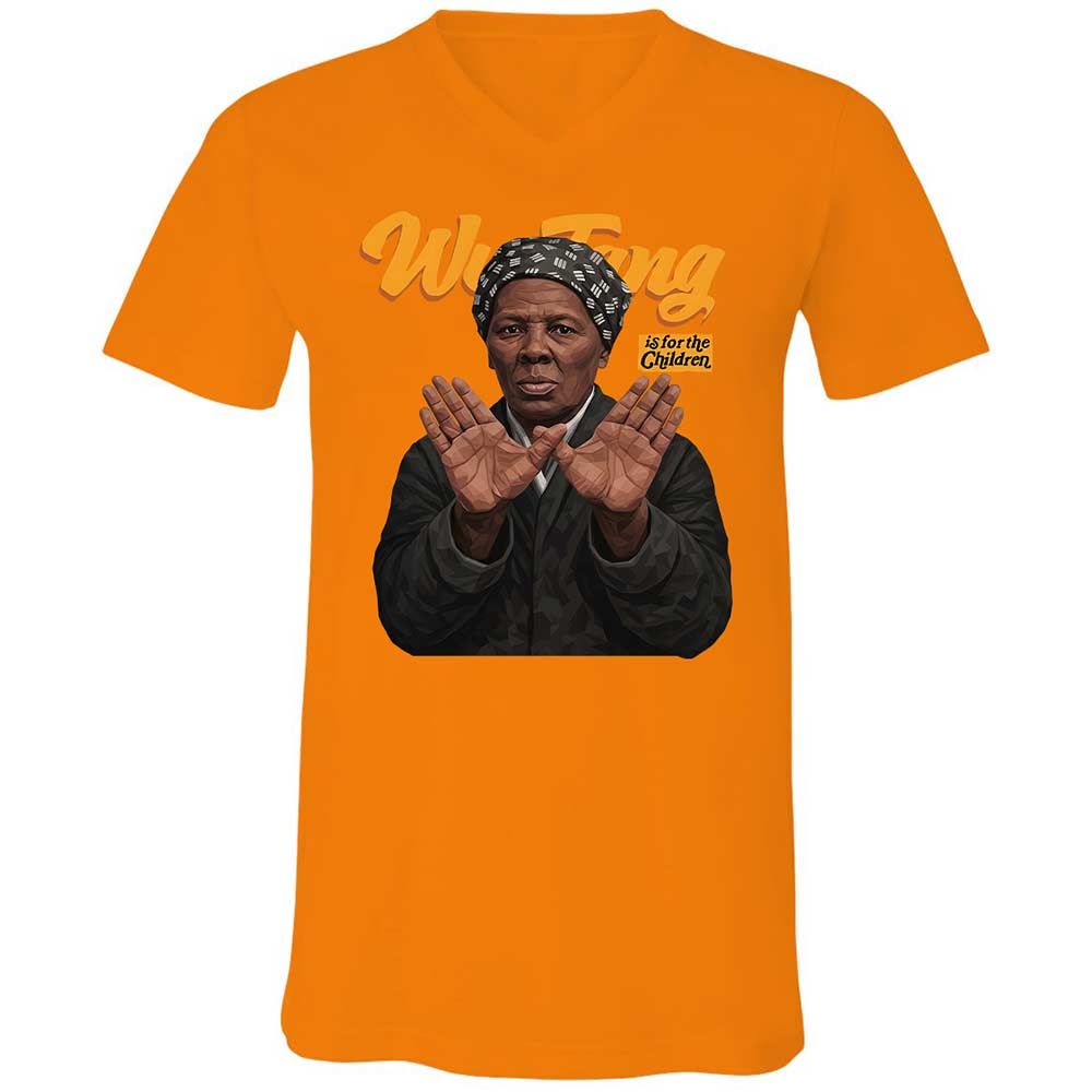 Unisex V-Neck T-Shirt - Black - Orange - 12