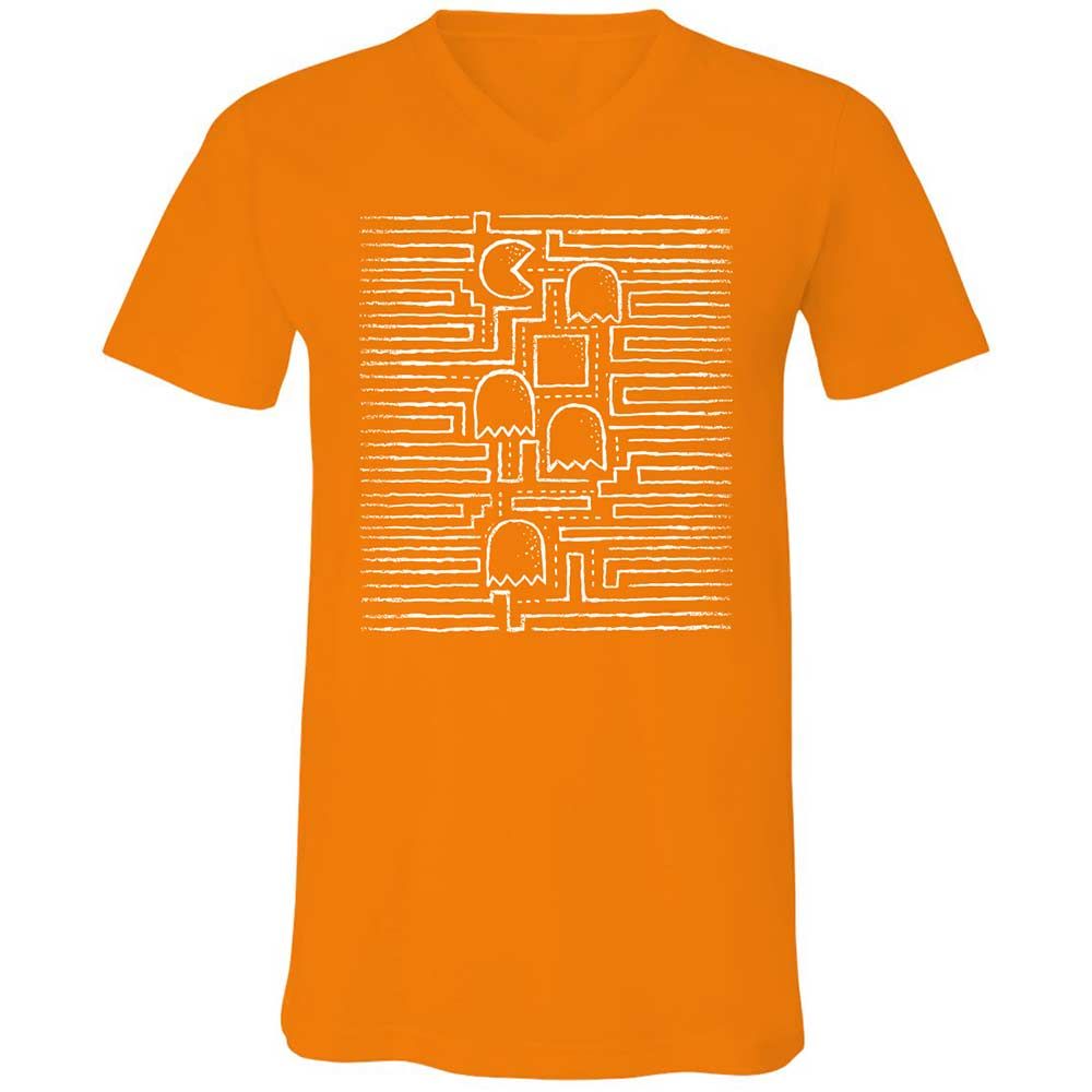 Unisex V-Neck T-Shirt - 8PL4Z4XW - Orange - 12