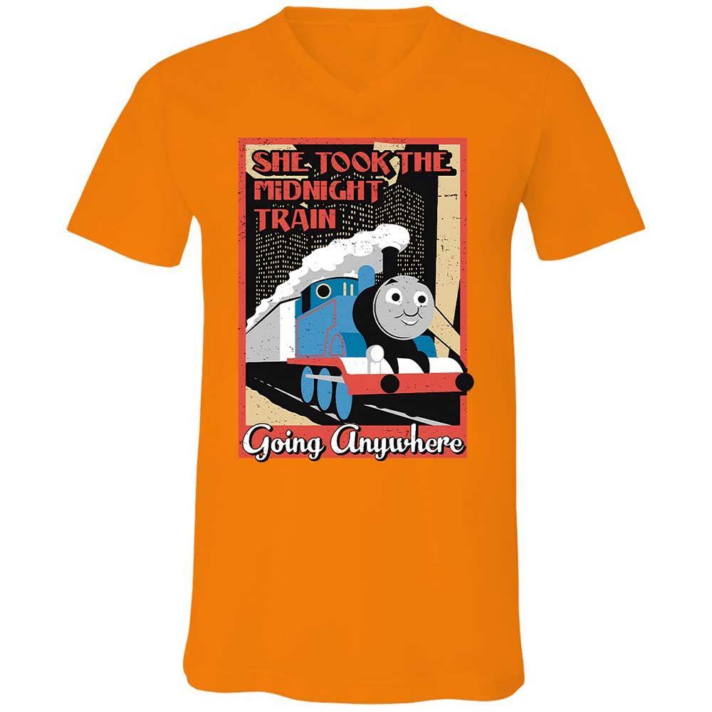 Unisex V-Neck T-Shirt - 4FNZSVWU - Orange - 12