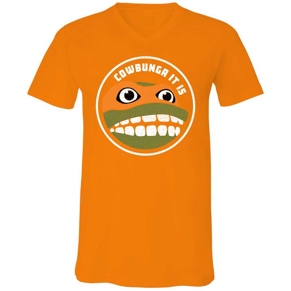 Unisex V-Neck T-Shirt - 7FSP8CW6 - Orange - 12