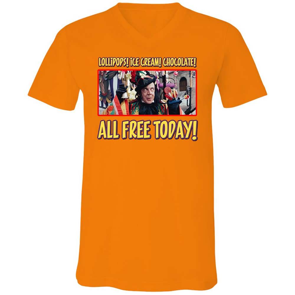 Unisex V-Neck T-Shirt - C9KGVAYU - Orange - 12