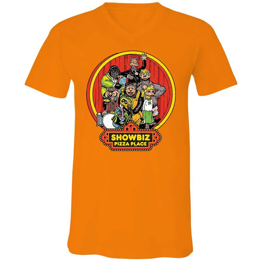 Unisex V-Neck T-Shirt - B89VCUJU - Orange - 12
