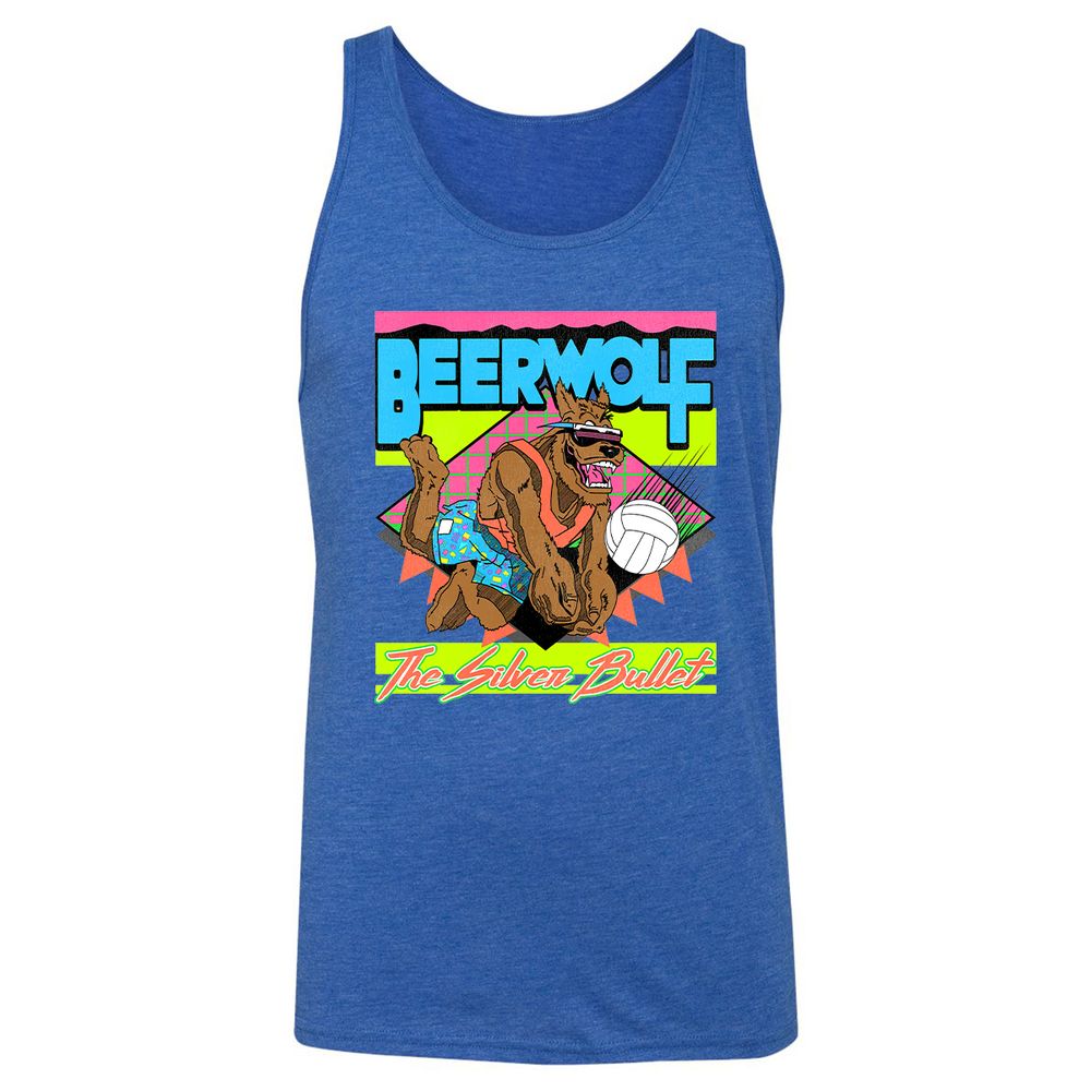Retro Beach Wolf - True Royal Triblend - 12