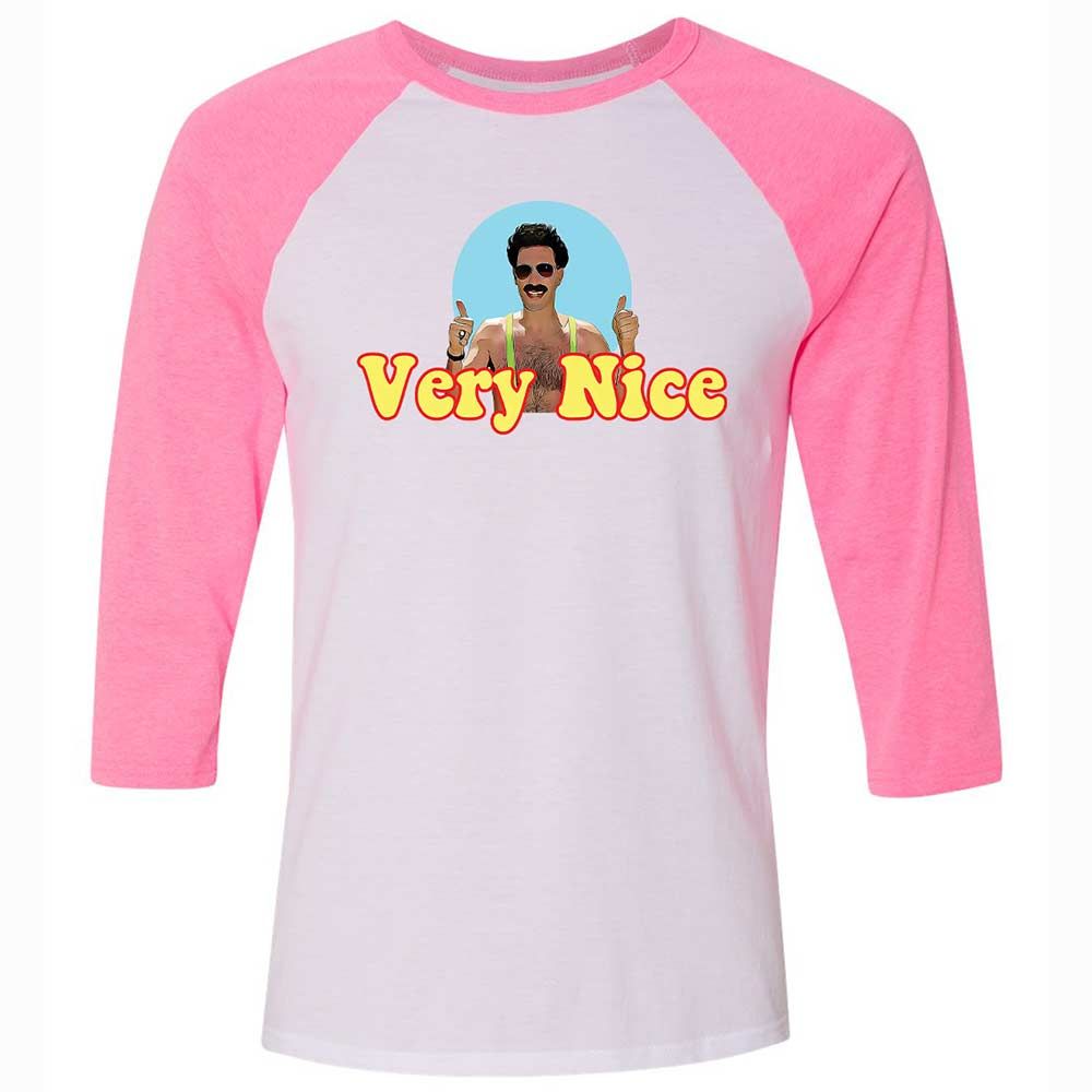 Unisex 3/4 Baseball Tee - E116GZS9 - White/Neon Pink - 12