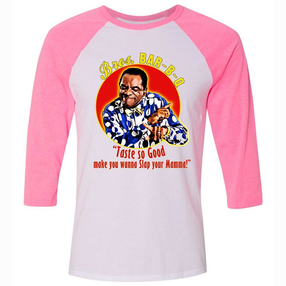 Unisex 3/4 Baseball Tee - UBS4F95D - White/Neon Pink - 12