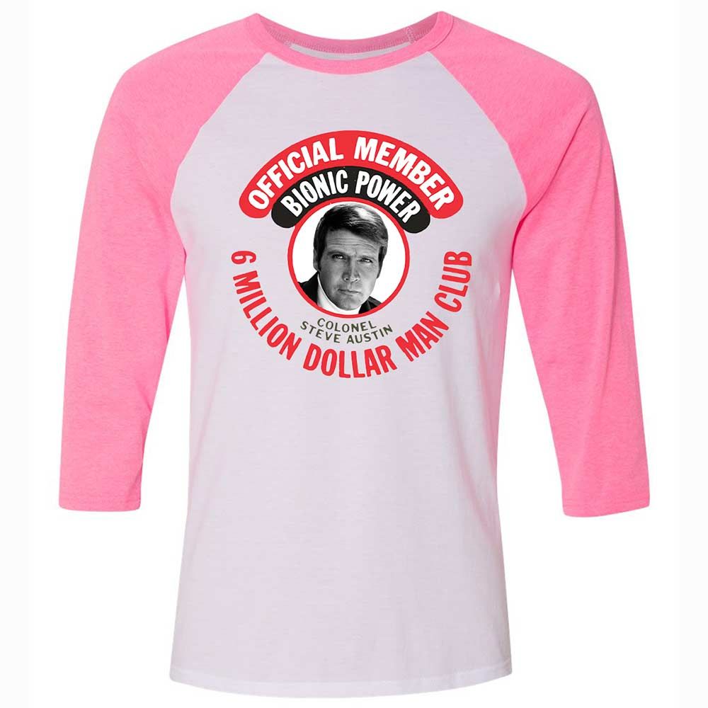 Unisex 3/4 Baseball Tee - KY1M2YQ9 - White/Neon Pink - 12