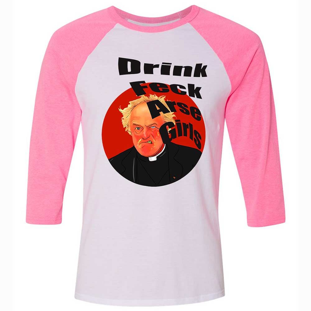 Unisex 3/4 Baseball Tee - 7FXW8DP8 - White/Neon Pink - 12
