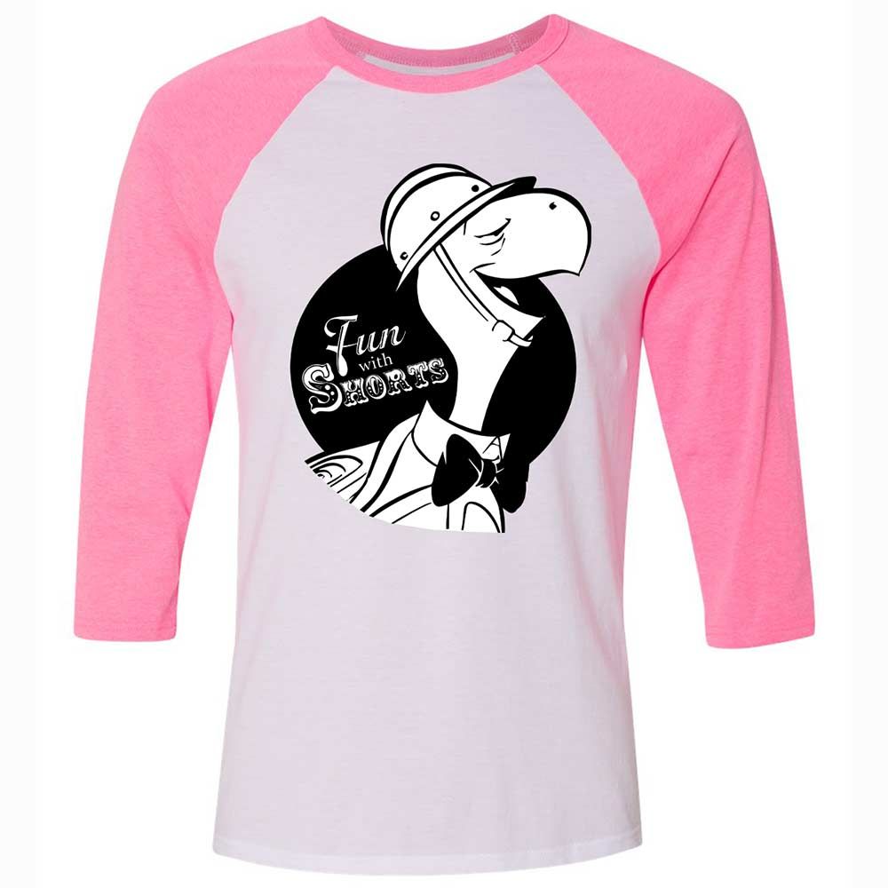Unisex 3/4 Baseball Tee - EUAPHMNB - White/Neon Pink - 12