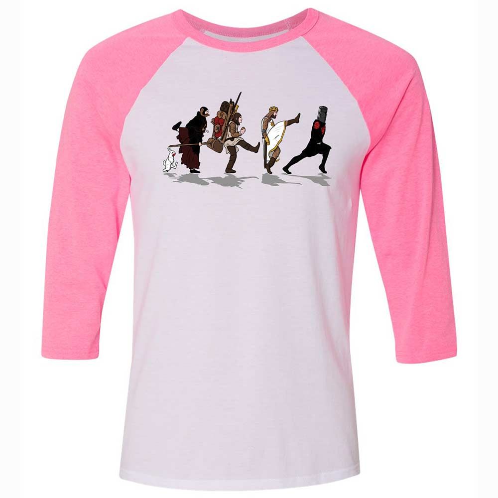 Unisex 3/4 Baseball Tee - C9H6QUA4 - White/Neon Pink - 12
